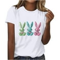 thumbnail image 2 of Hfnxid Easter Shirts for Women Colorful Floral Funny Rabbit Graphic T-Shirts Outdoor Happy Easters Day Tops Outdoor Daily Tees White XXL, 2 of 5