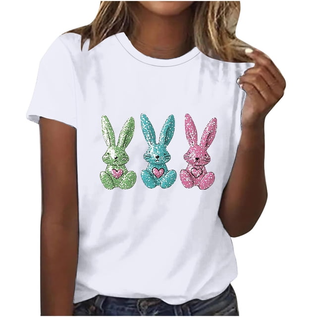 Pisexur Hauts de Printemps pour Femmes 2025, Hauts d'Entraînement Femmes, Hauts d'Entraînement Femmes T-Shirt Imprimé Manches Courtes Col Rond Chandail à la Mode Blanc, TG