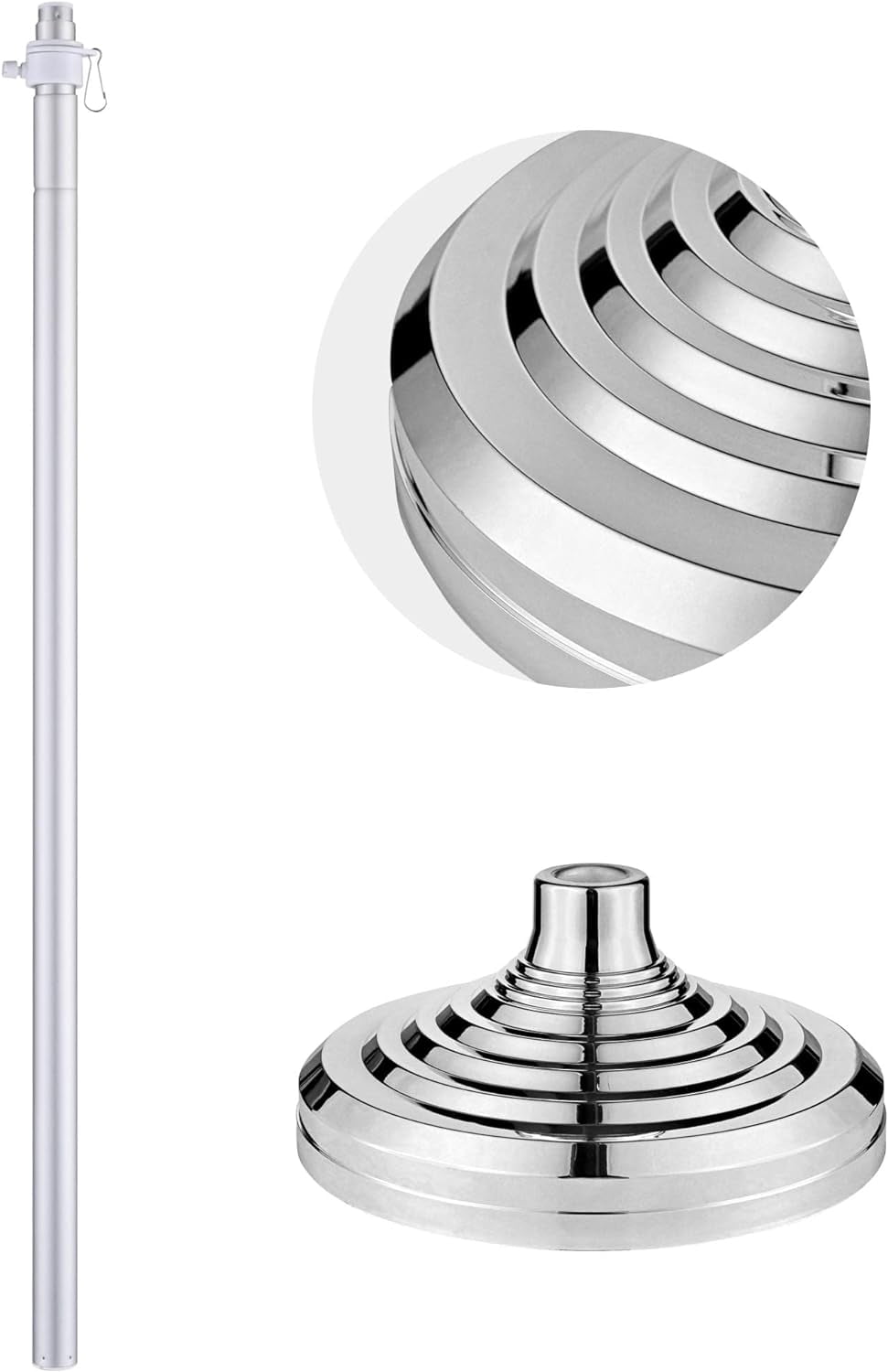 8 Ft Telescoping Indoor Flagpole Kit w/Ball Base Aluminum 3x5 Ft US Flag 2 Pack