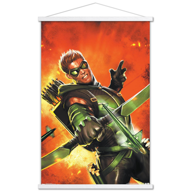 Dc Comics Green Arrow Explosion Wall Poster With Wooden Magnetic Frame 22 375 X 34 Walmart Com
