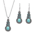 thumbnail image 5 of SmartBy 2Pcs/Set Ethnic Style Faux Turquoise Necklace Earrings Set Women Shining Rhinestones Inlaid Pendant Necklace Hook Earrings Jewelry Set, 5 of 7