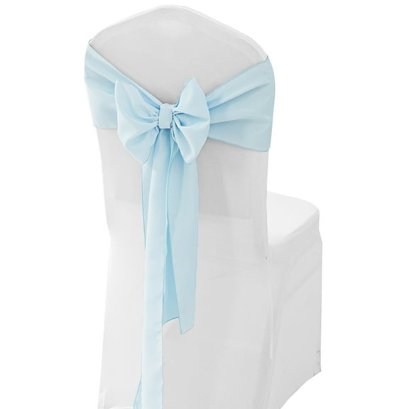 Wedding Linens Inc. (10 pcs) 8" x 108" Polyester Premium(200 GSM) Cotton Chair Sashes for Wedding, Events, Party Décor use - Baby Blue