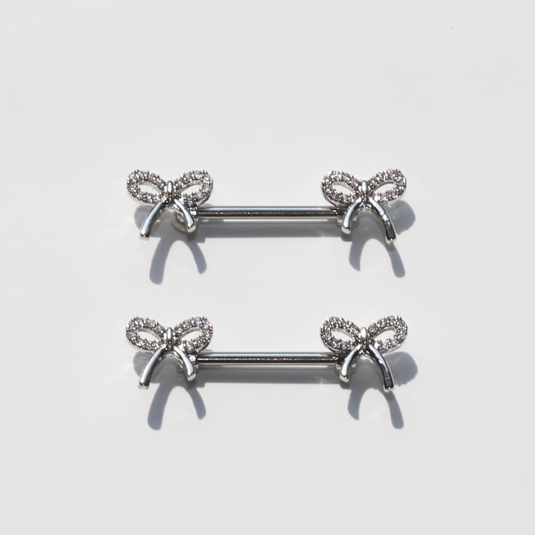 Nipple Rings - Surgical Stainless Steel Gold Silver Pink Blue Purple CZ  Heart Butterfly Flower Bow Jewelry - 14 Gauge Nipple Bars and Barbells -  Walmart.com