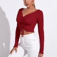 thumbnail image 3 of Top con Cuello en V y parte delantera fruncida NikouMX Top con cordón fruncido en la parte delantera para mujer, 3 of 7
