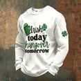thumbnail image 2 of IWRICH Men's St. Patrick's Day Shirt Waffle Irish Shamrock Print Shirts Crewneck Long Sleeve Slim Muscle Tops Holiday Clothes White XL, 2 of 3