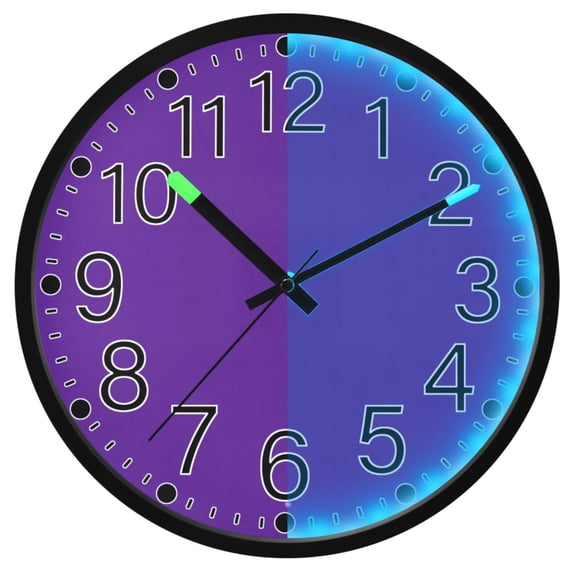 Ryvnso Dark Purple 12 Inch Night Light Wall Clock Silent Battery Operated Luminous Clocks