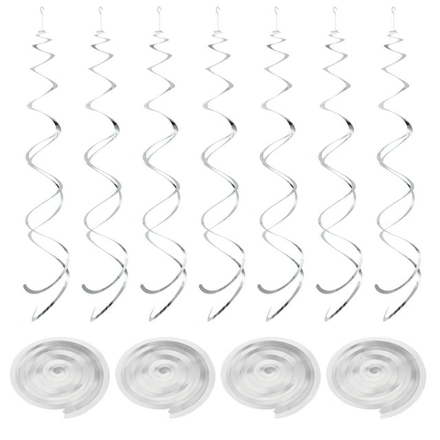 Unique Bargains Party Hanging Double Strip Streamer for Birthday,Wedding,Graduation Party with Hang Tag Hook 36Pcs(Silver)