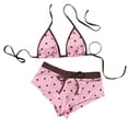 thumbnail image 4 of FINALGANG Womens Triangle Halter Polka Dot Print 2 Piece Bikini Swim Set Tie String Swim Top Drawstring Boyshort Brief Summer Swimwear For Beach Trip Leisure Swimwear S, 4 of 4