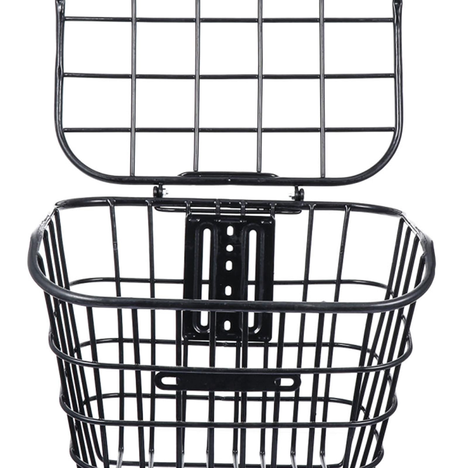 Bike Cycling Basket Quick Release Front Handlebar Multifunction Wire Basket Large Capacity Electric Bike Basket for Man Boys Woman Girls Black