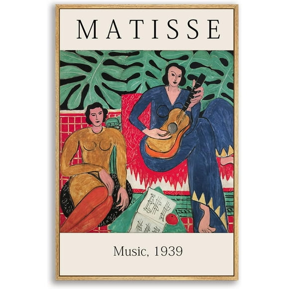 TRAHOO-Matisse Wall Art Framed Mid Century Modern Wall Art Decor Aesthetic Pictures - Minimalist Canvas Prints - Gallery Henri Matisse Canvas painting 12"x16" Natural Framed