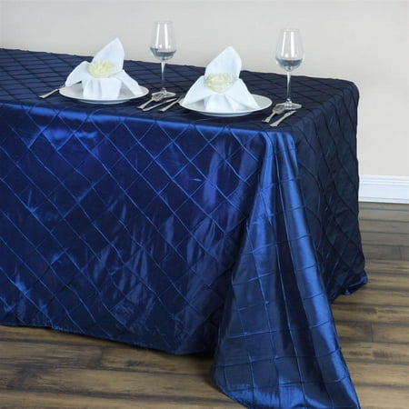 

90x132 in Navy Blue Pintuck Tablecloth Table Cover Wedding Linens