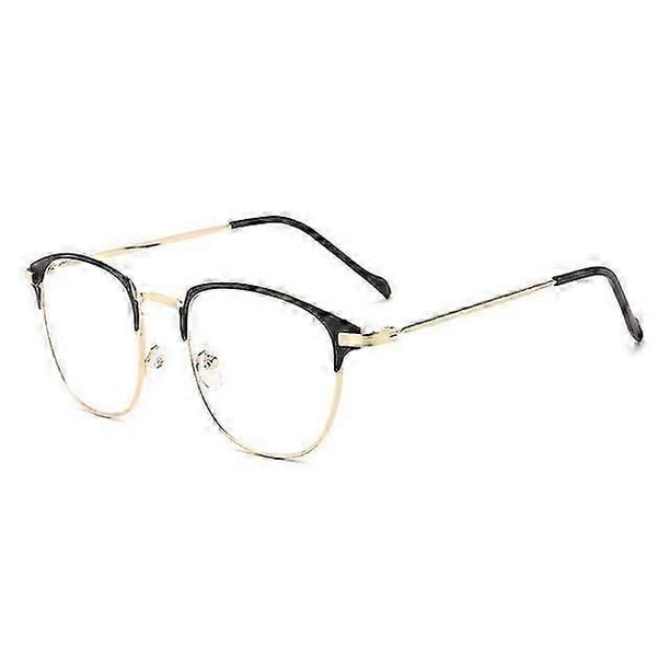 Gafas unisex de moda, cuadradas y lisas para hombre y mujer. Gafas con montura metálica para fiestas. Montura negra suave para las cejas. Oro.