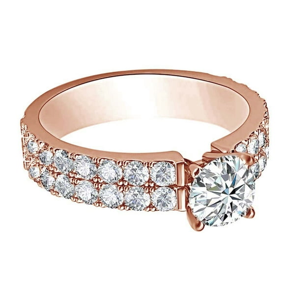 AFFY 1.29 Ct White Natural Diamond Solitaire Engagement Ring in 14k Rose Gold Ring Size - 9