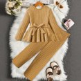 thumbnail image 2 of NOLDARES Toddler Baby Girl Clothes Cute Long Sleeve Sweatshirt Fall Winter Outfits Kids Joggers Pants 2Pcs Soft Set(Yellow,9-10 Y), 2 of 6