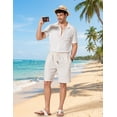 thumbnail image 4 of COOFANDY Mens Linen Shorts 9" Casual Beach Shorts Elastic Waist Summer Vacation Short, 4 of 6