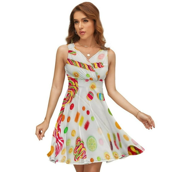 Lollipop Food Candy Sundress Sleeveless Dress Summer Women Clothes Dress for Women Dresses