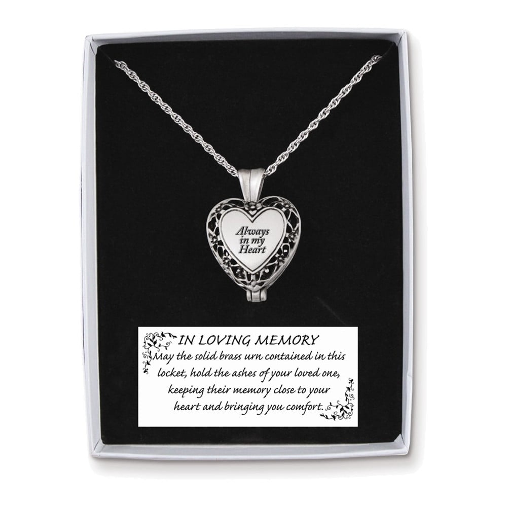 Sterling Silver In Loving Memory Cremation Heart Locket Photo Pendant Gift Boxed 