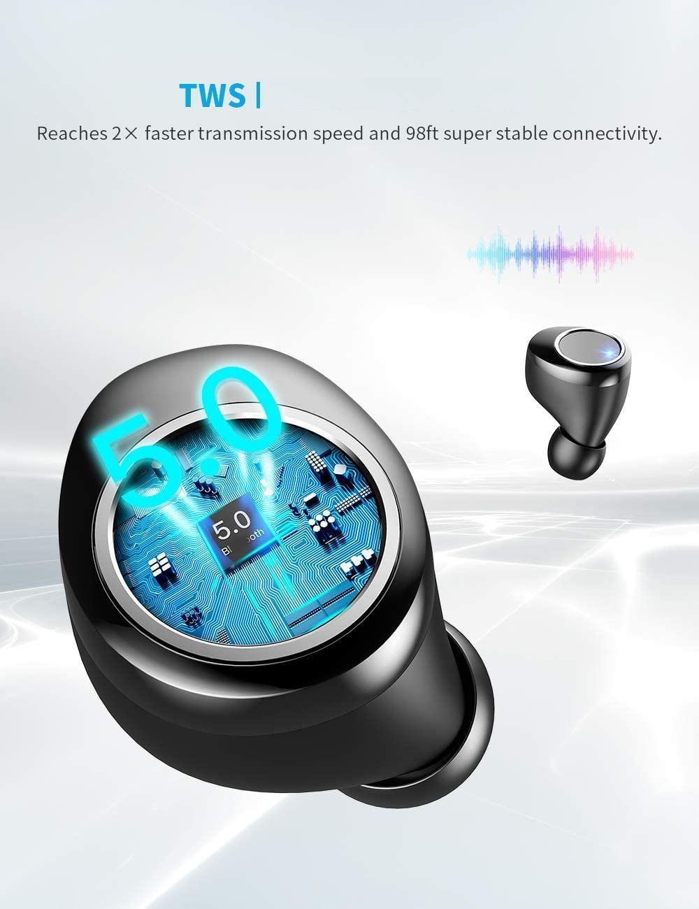 TWS Earphones Wireless for Galaxy S20/S21/S22/Plus/Ultra/FE - Earbuds Headphones True Stereo Headset Hands-free Mic Charging Case