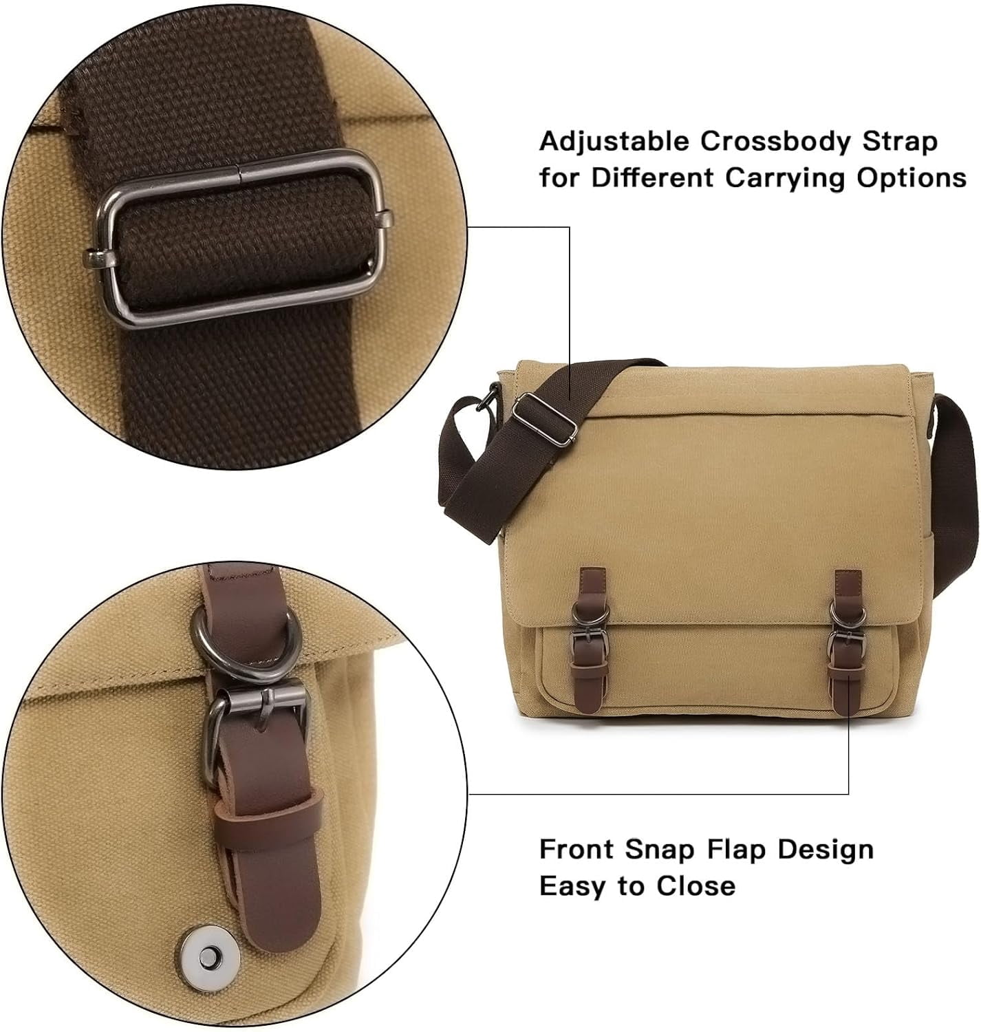 NANAHuang Large Vintage Canvas Messenger Shoulder Bag Travel Crossbody Purse Briefcase Business Bag for 15inch Laptop