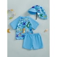 thumbnail image 3 of aturustex Little Boys 3pcs Rash Guard Swimsuit Outfits 0-5T Toddler Baby Cartoon Print Zipper T-Shirt Short Sleeve Shirts Crew Neck Tops and Swim TrunSummer Beachwear Holiday Party Swim Pool, 3 of 6