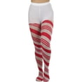 thumbnail image 4 of ToBeInStyle Womens Sweet and Sassy Candy-Striped Pantyhose - Red/White - One Size, 4 of 7
