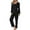 Black, variant on Women's Pajamas Set Long Sleeve Shirts and Long Pants 2 Piece Pjs Sleepwear with Pockets