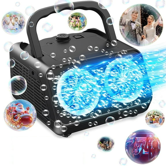 INTELIVE 50000 Bubbles Bubble Machine with Two Fans, Bubble Blowing Machine Bubble Maker for Birthday Party Camping Wedding Outdoor Activities, Battery Not Contained