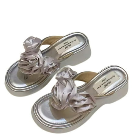 

Slippers women s summer outer wear fashionable and simple medium heel casual thick bottom sandals.Durable shoes.Comfortable shoes.