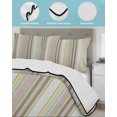 thumbnail image 4 of Yellow Green Brown Striped Twin XL Size Down Alternative Comforter,Lightweight Comforter Quilt Bedding Set with Pillow Shams Farmhouse Modern Stripes Art Bed Comforter Duvet Insert 68"x98", 4 of 7