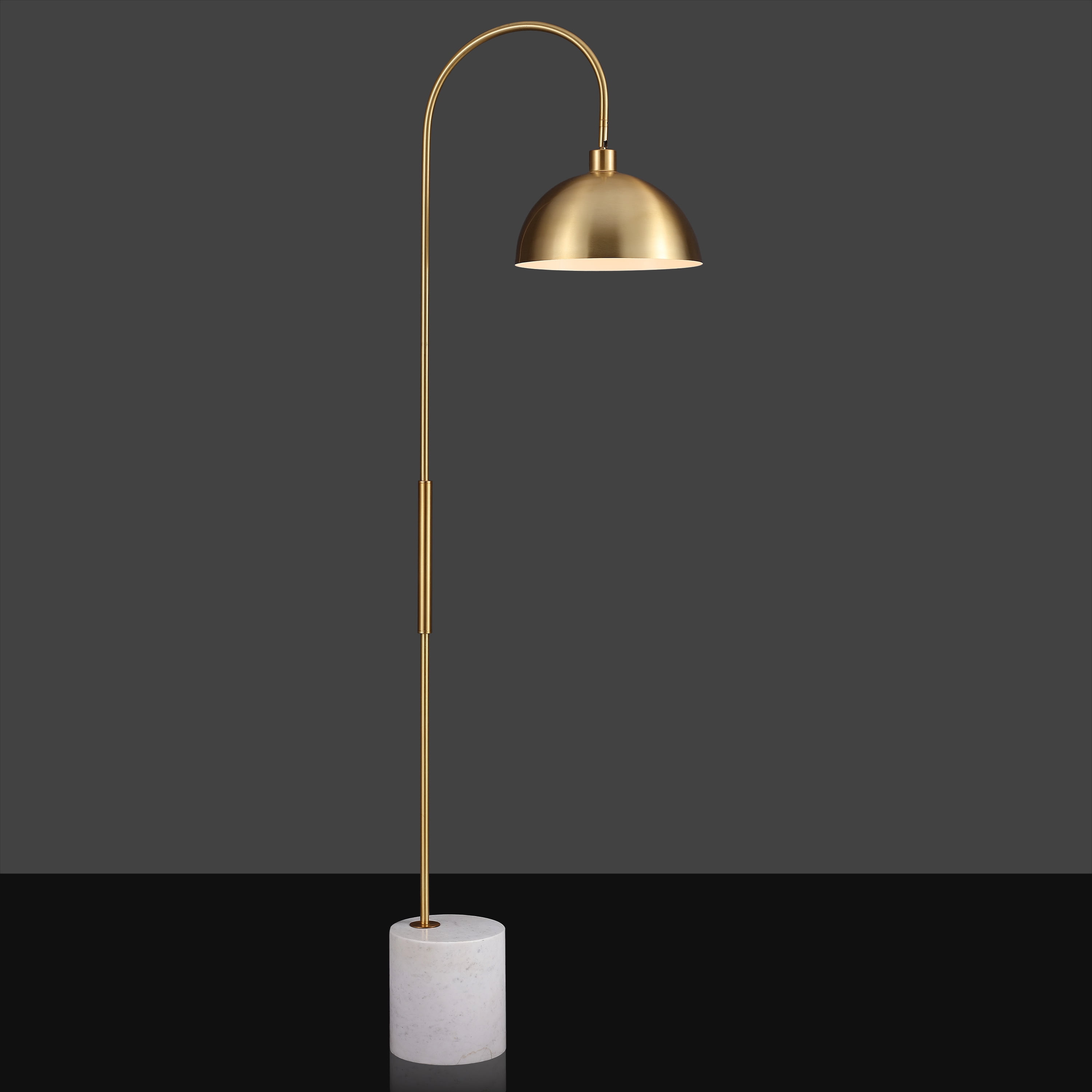 Safavieh Couture Rosabellina 68" Electroplating Gold and White Marble Base Floor Lamp