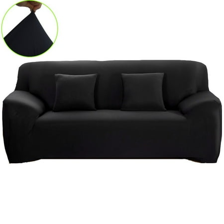 Sofa Without Handles Polyester Spandex Fabric 1-Piece Stretch Slipcover For Chair Loveseat Sofa Without Pillow,Black ()