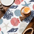 thumbnail image 3 of Red Blue Coastal Table Runner 70 Inches, Starfish Shell Coral Summer Beach Ocean Bed Runner Dresser Scarves Tabletop for Indoor Outdoor Parties/Ceremony/Banquet, 13" x 70", 3 of 9