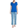 thumbnail image 2 of Hanes Women’s and Women’s Plus Comfort Supreme Short Sleeve Top and Pants PJ Set, 2-Piece, 2 of 5