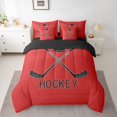 thumbnail image 2 of Feelyou Child Ice Hockey Twin Bedding Sets 7-Piece, Red Cartoon Bedding Comforter Set, 2 of 8