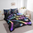 thumbnail image 2 of Erosebridal Sport Ice Hockey Bedding Comforter Set 7pcs For Boys,Kids Teens Abstract Gradient Ball Gamer Queen Bedding Sets,Black Reversible, 2 of 6
