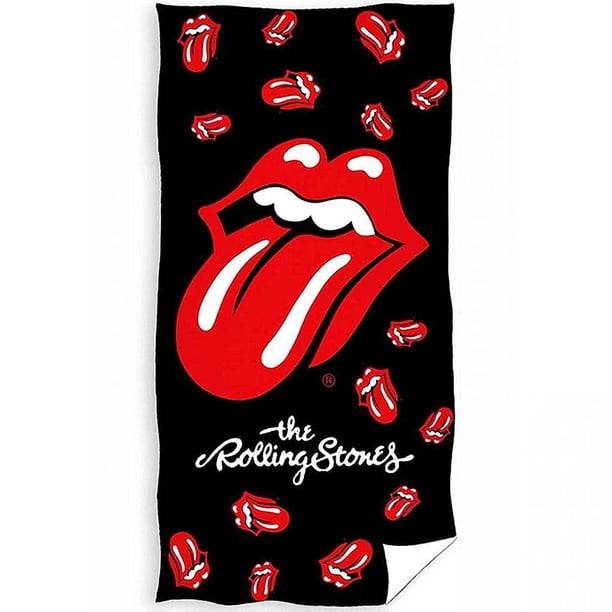 The Rolling Stones - Toalla de Playa Diseño Logotipo Algodón (Negro, Rojo)