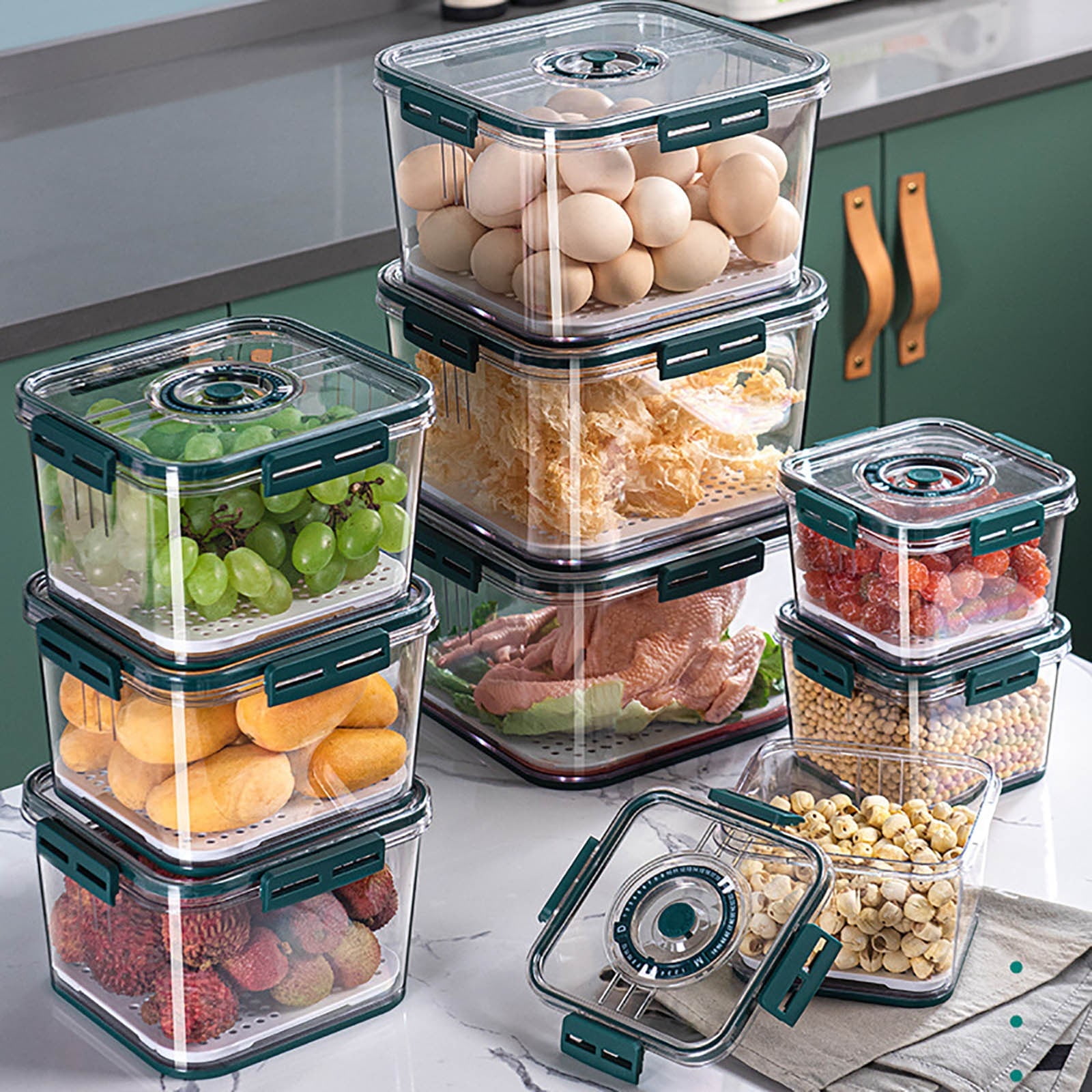 Fresh Produce Vegetable Fruit Storage Containers With Time Recording Fridge Storage Container Container And Fridge Organizers