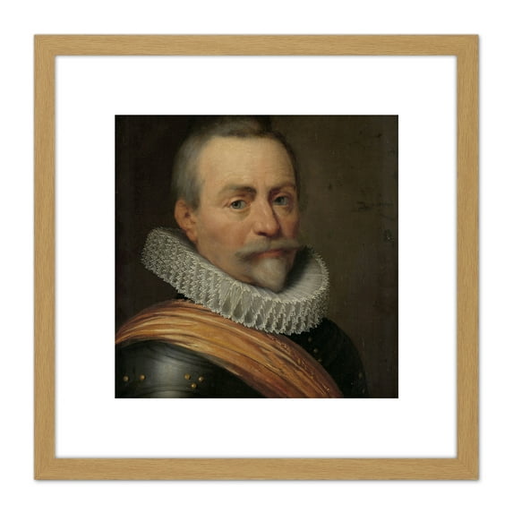 Van Ravesteyn Portrait Olivier Van Den Tempel 8X8 Inch Square Wooden Framed Wall Art Print Picture with Mount
