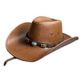 thumbnail image 7 of New Faux Leather Western Cowboy Hats For Women Men Vintage Gentleman Dress Hats Panama Cowgirl Jazz Cap Sombrero Hombre, 7 of 7