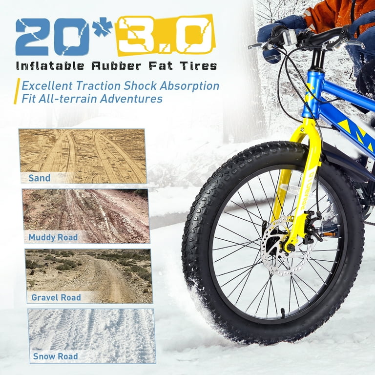 Aukfa 20 Inch Fat Tire Mountain Bike for Boys & Girls,Kids