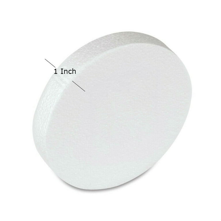 Round Craft Foam Disc 6 x 6 x 1 inch White EPS Foam Circle, 16 Pcs Bla