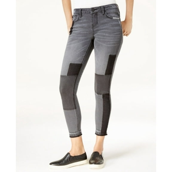 Rampage Juniors Patchwork Raw Hem Skinny Jeans Mount 7