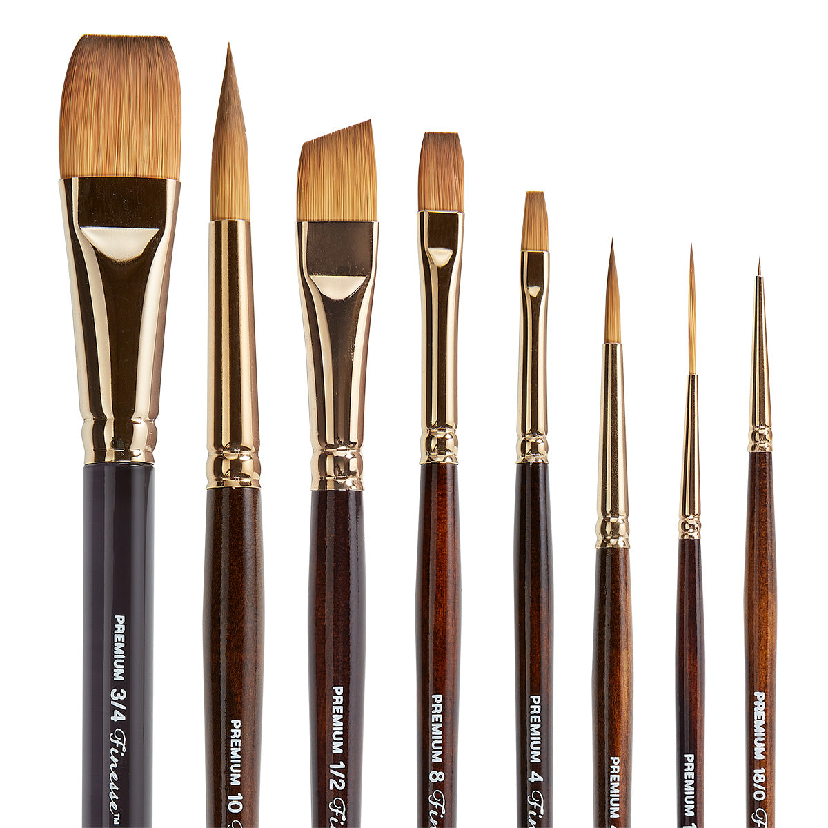 Kingart Finesse Kolinksy Sable Brown Synthetic Brushes, Set of 8, All Ages