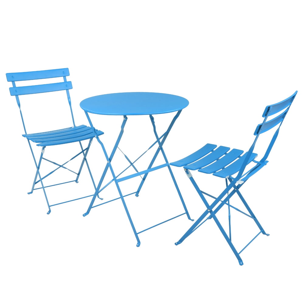 Kepooman Grand patio Premium Steel Patio Bistro Set, Folding Outdoor Patio Furniture Sets, 3 Piece Patio Set of Foldable Patio Table and Chairs, Blue Kepooman Grand patio Premium Steel Patio Bistro Set, Folding Outdoor Patio Furniture Sets, 3 Piece Patio Set of Foldable Patio Table and Chairs, Blue