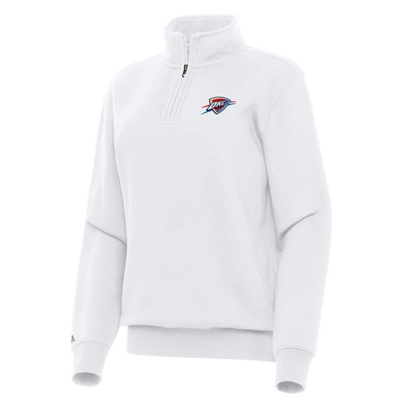 Women's Antigua White Oklahoma City Thunder Victory Quarter-Zip Sweatshirt