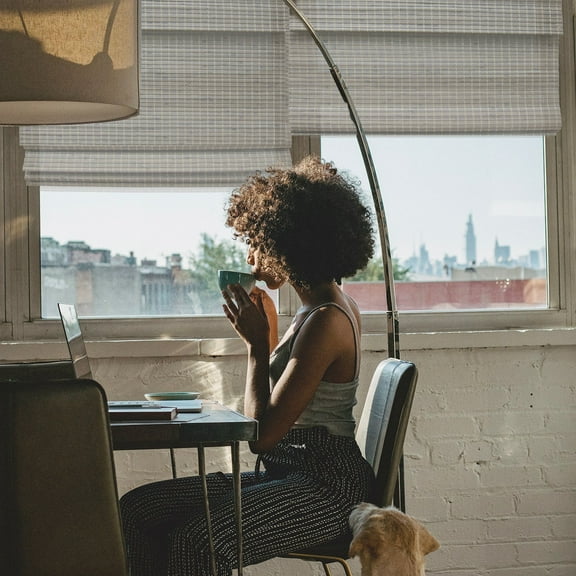 MOOD Custom Bamboo Shades | RUSTIC | Cordless Designer Natural Woven Wood Roman Shades for Windows | Rustic Oak (Great Privacy) | 60.5"W X 72"H