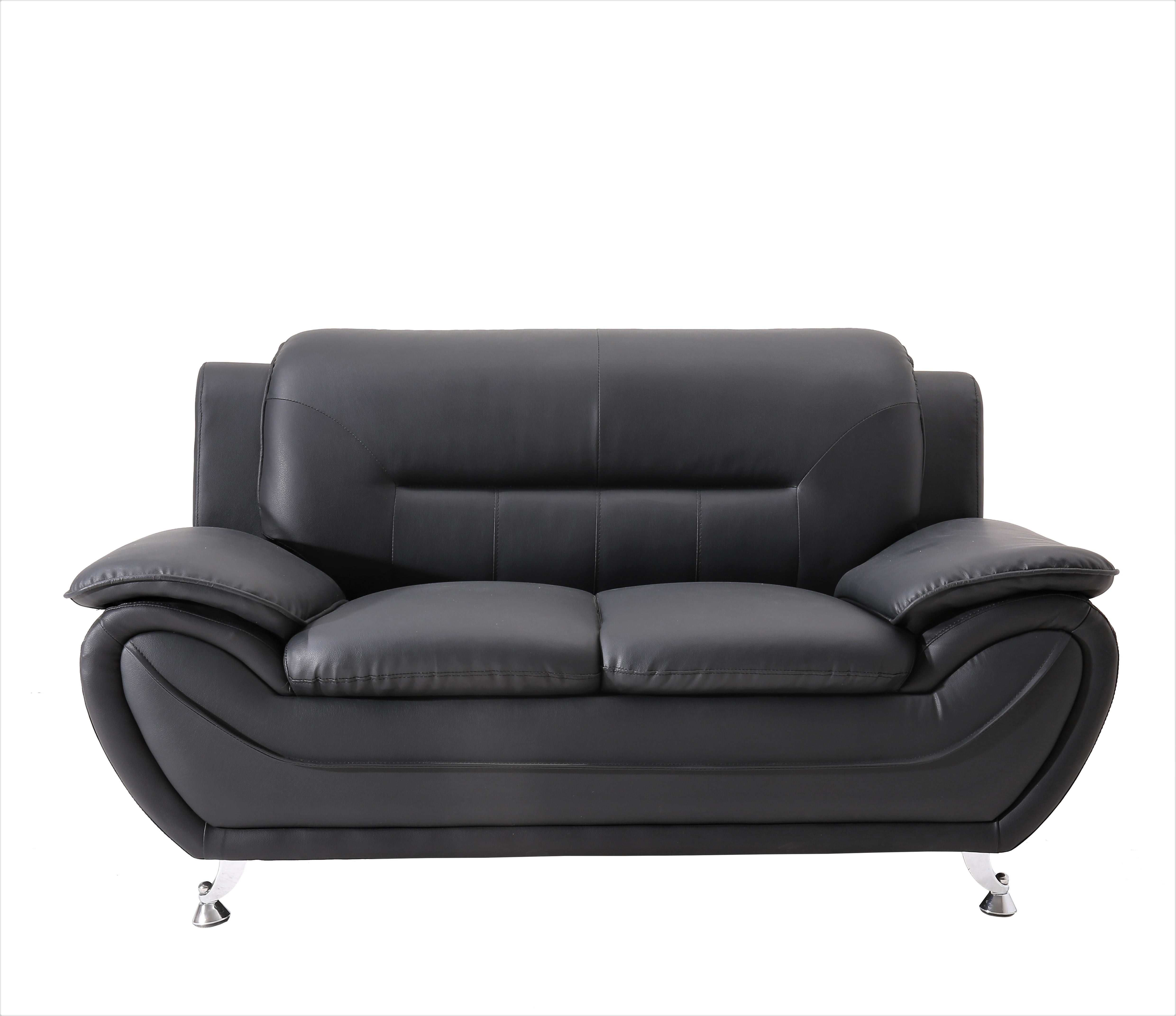 Uspridefurniture Sanuel Faux Leather 2Pcs Living Room Sets,Black