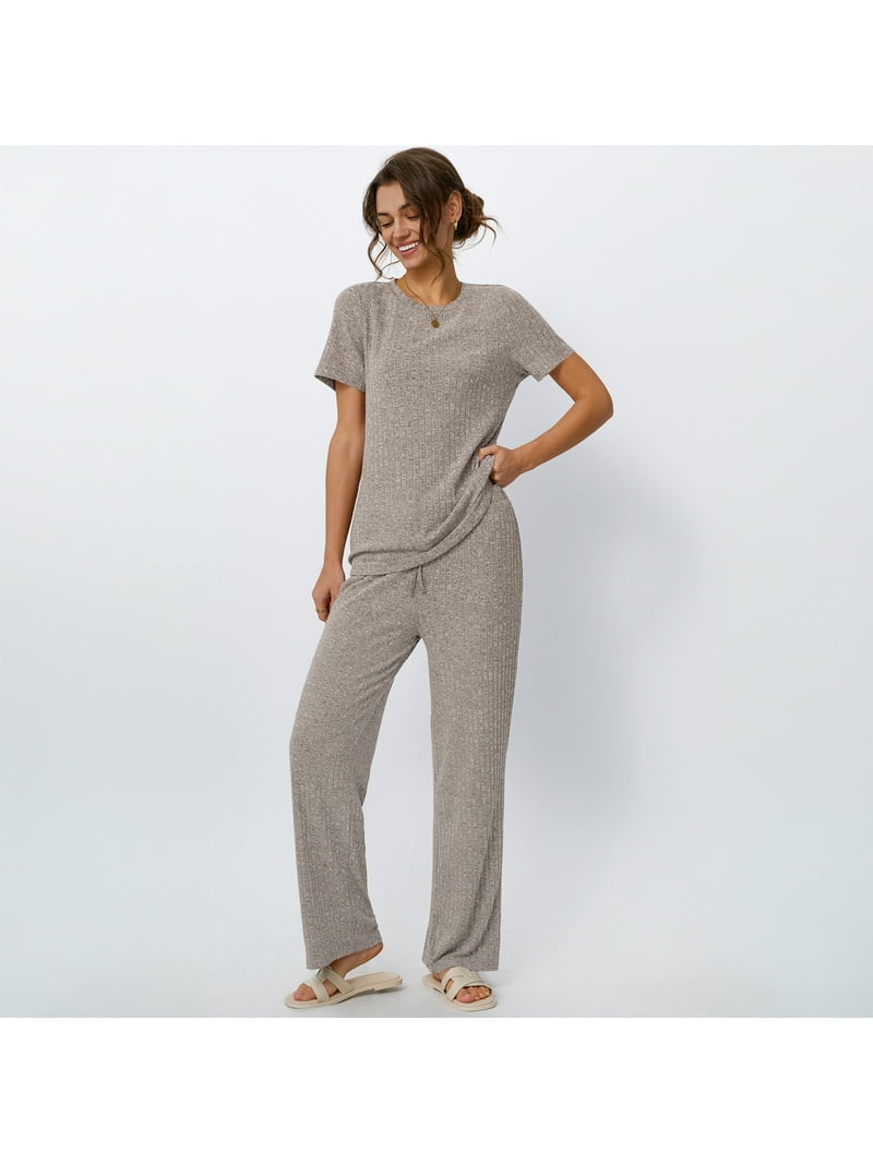 SUNBS Women's Two Piece Lounge Sets Summer Matching Ribbed Knit