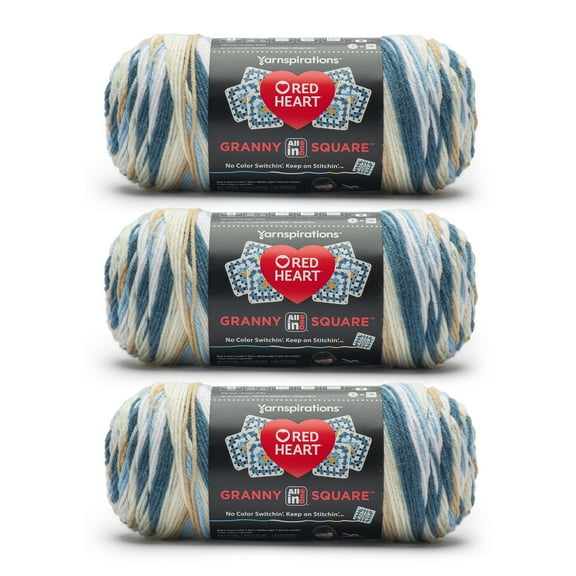 Red Heart® Granny Square™ #4 Med Acrylic Yarn, Aran-soft sky 250g 417yd (3Pk)