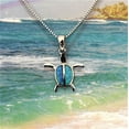 thumbnail image 2 of Pretty Mother Daughter Hawaiian Opal Sea Turtle Matching Necklace, Sterling Silver Blue Opal Turtle Pendant, N7014 Big Little Sister, 2 of 4